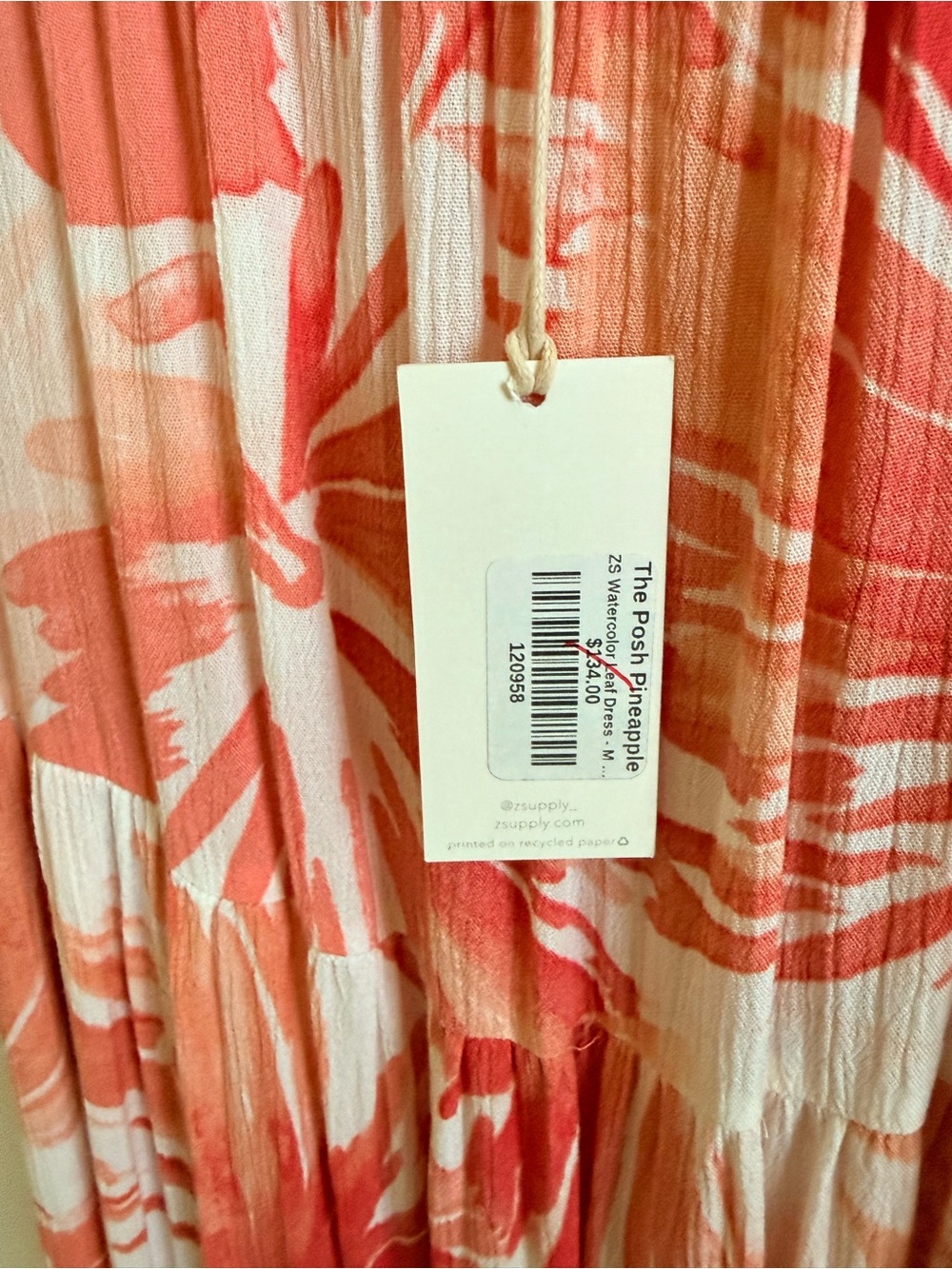 Z Supply Coral and Cream Floral Maxi Dress - Picture 3 of 3